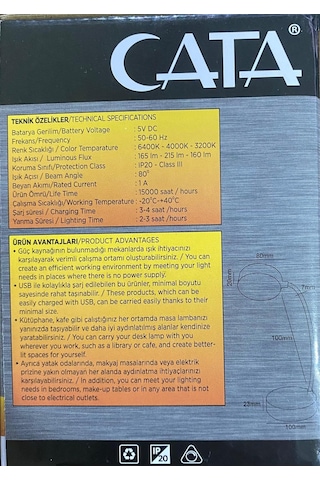 Cata Ct 8440 Berlin Beyaz Eski Kasa Şarjlı Masa Lambası 3 Renk Siyah