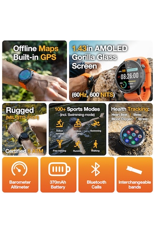 Agm Legion Pro Gps Offline Map 5atm IPS68 Akıllı Saat (İthalatçı Garantili)