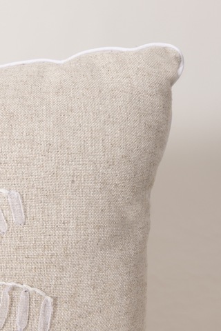 Koza Home Pure Krem Beyaz Püsküllü Dekoratif Boncuk Elyaf İç Dolgulu Kırlent Krem Beyaz