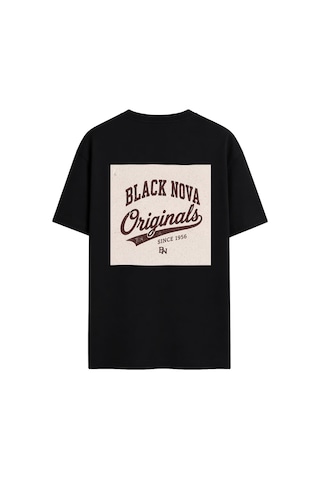 Black Nova Oversize Baskılı Unisex Tişört The Original Black Siyah