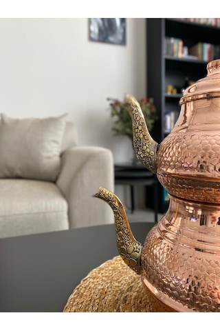 Bakır Petek Desenli Çaydanlık Bakır