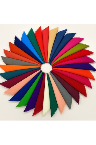 20'li Flamlı Düzrenk Dağıtmalık Hac Umre Hediyelik Çeyizlik Flamlı Pamuk Eşarp Yazma Çok Renkli