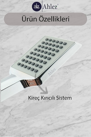 Ahlez Arya Duş Başlığı + Pvc Duş Hortumu + Vakum Mafsal Duş Seti Krom