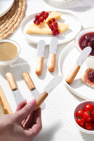 Emsan Break Ahşap Saplı Tereyağı Reçel Çikolata Bıçağı 6 Parça Kahve