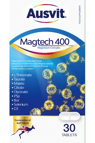 Magtech 400 Magnezyum Kompleks İçeren Tablet Yorgunluğun Ve Bitkinliğin Azalmasına Katkıda Bulunan Takviye Edici Gıda