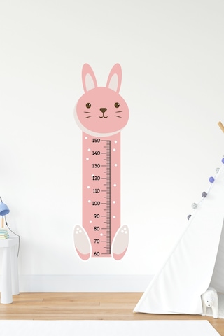 MSticker Sevimli Pembe Tavşan Çocuk Bebek Odası Boy Cetveli Sticker 48x163cm
