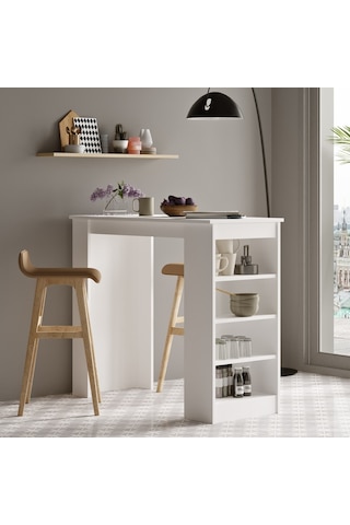 Robinhome Robin Home Thales Bar Masası Mutfak Yemek Masası Beyaz St1-W