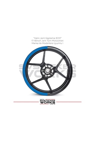 Motosiklet Jant Şeridi Jant Sticker Yarım Kaplama Daire 17-18 İnch Jant Motor Uyumlu Mavi