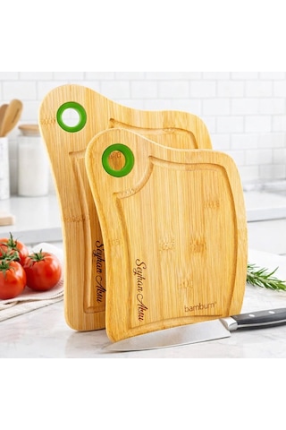 Bk Gift Kişiye Özel İsimli Bambum Zeri 2li Bambu Kesme Tahtası Doğal Bambu Mutfak Tahtası Seti Kobitmeyencom36695 Bk Gift Çok Renkli