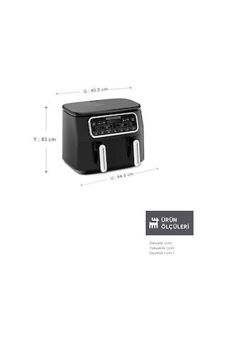 Karaca Air Pro Cook Duo Ev Yemeği Xxxl 8 Kişilik Airfryer 4 + 4 L