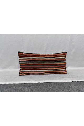 Zehra Abla Halı Yeni El Dokuma Dekoratif Lumbar Kilim Kırlent Yastık Kılıfı 6852 Çok Renkli