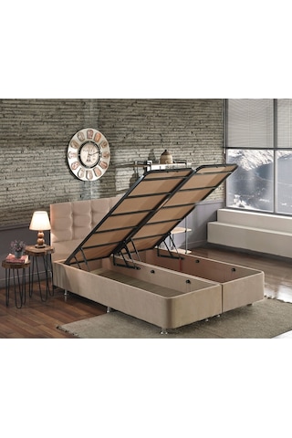 Nironyatak Niron Ela Baza Ve Başlık Seti 180X200 Cm Çift Kişilik Sütlü Kahve