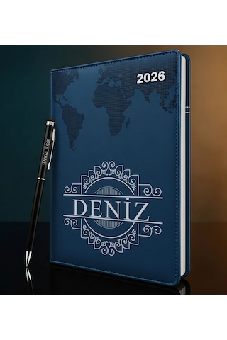 Bk Gift Kişiye Özel İsimli Termo Sert Kapak 2026 Lacivert Ajanda & Kalem -12, Öğretmenler Günü Hediyesi, Yeni İş Hediyesi 35330 Bk Gift Renkli