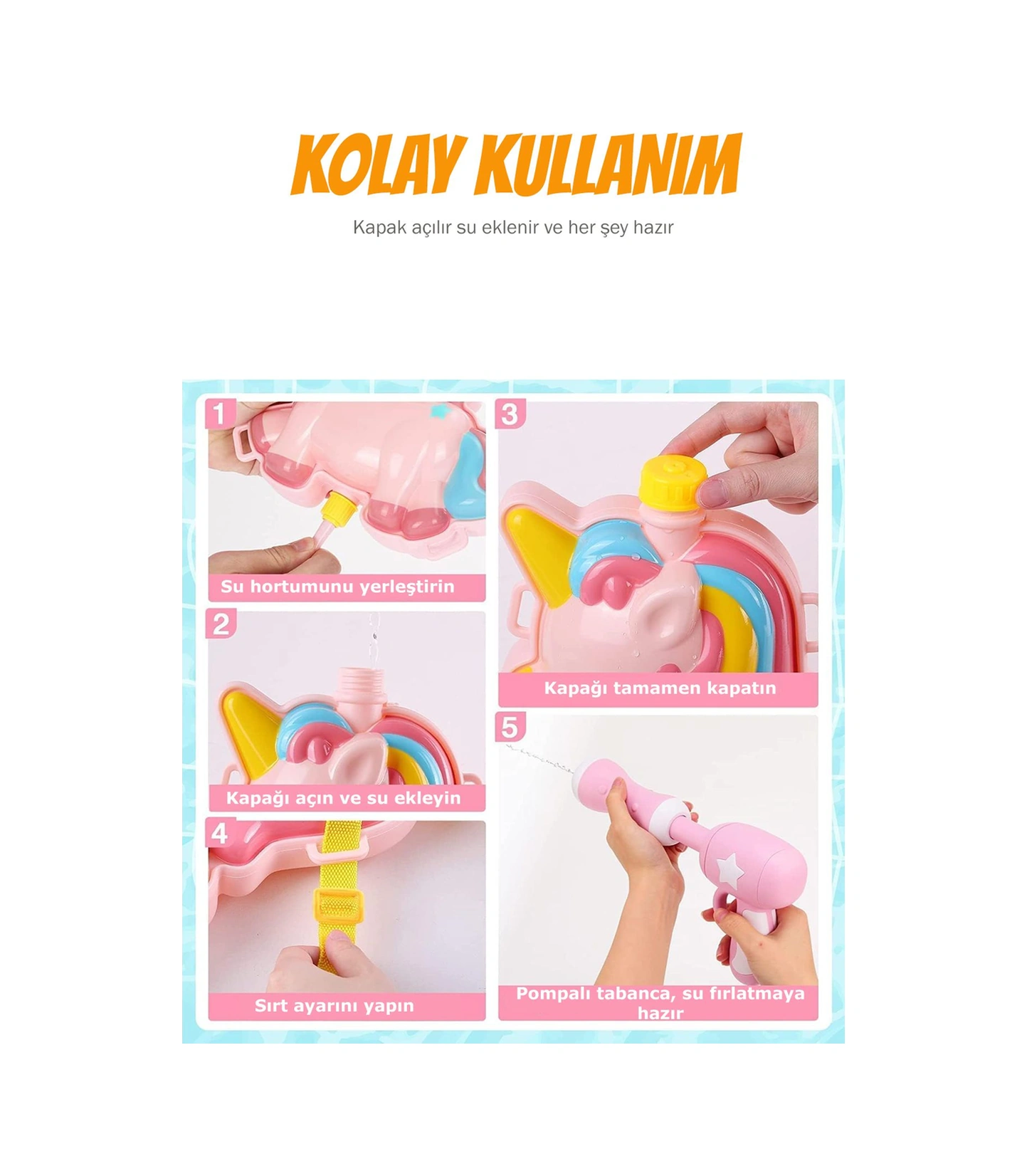 Sırt Çantalı Sırta Takılabilen Pompalı Su Tabancası 2000ml Kapasite