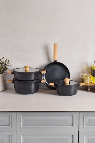 Danish Cook Black İndüksiyon Tabanlı 7 Parça Tencere Seti Siyah