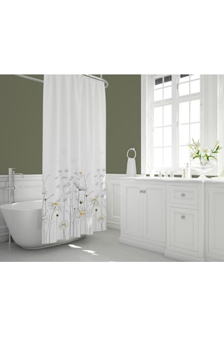 Zethome Tropik Banyo Duş Perdesi 8441 Tek Kanat 1X240x200 Beyaz