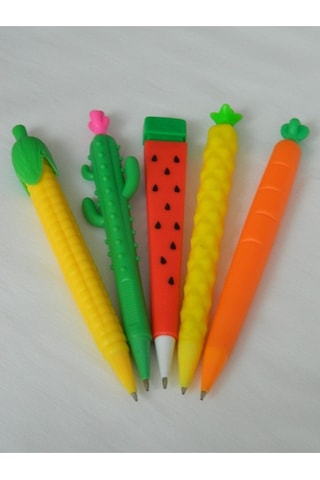 Versatil Kalem Seti 5'li 0,7 Uçlu Karpuz, Havuç, Mısır, Kaktüs, Ananas Çok Renkli