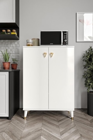 Simple Çok Amaçlı Dolap Mutfak Balkon Kiler Banyo Ayakkabılık Dolabı Beyaz Gold