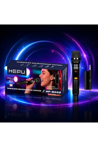 Hepu Hp-m002 Kablosuz Mikrofon Sistemi Dijital Ekranlı, Usb Alıcılı, Şarjlı