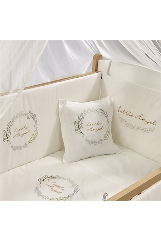 Meltem Kids Mia Anne Yanı Ahşap Sallanır Beşik 60 x 120 CM (Naturel - Angel) Kahverengi