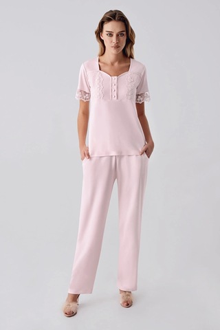 Feminight Freshness 321 Kadın Sabahlıklı Pijama Takımı Pembe