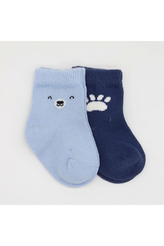 Bistyle Bear Penye Soket Çorap 2'li Bs10116 Mavi Mavi