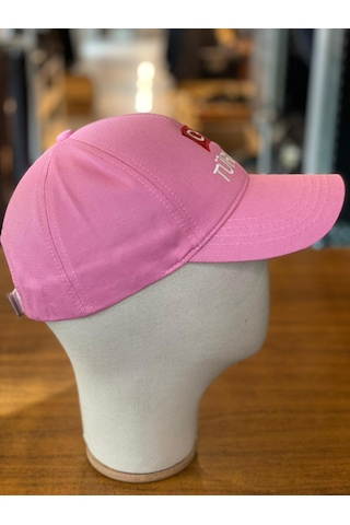 Türkiye Bayrak Nakışlı Pamuklu Unisex Cap Şapka Pembe