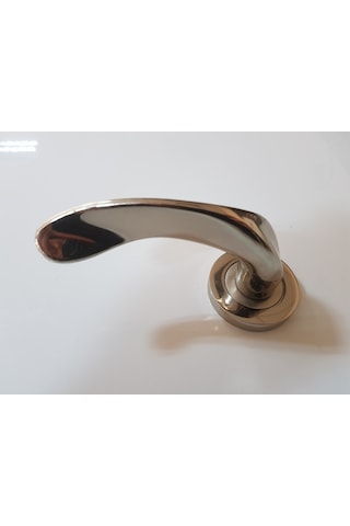 Çelik Kapı Kolu Rozetli Mercan Nikel Saten Sol