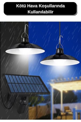 Solar 2 Ledli Ip65 Su Geçirmez Sarkıt Bahçe Aydınlatma Güneş Enerjili Kumandalı Led Işık