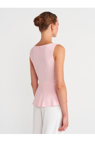 Dilvin 50281 Peplum Top-toz Pembe Toz Pembe