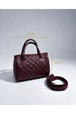 Addy Bordo Noir Quilted Kapitone Mini Varil Omuz Ve El Çantası
