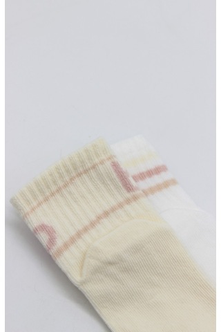Erturkstore Penye Kaymaz Soket Çorap 2li 10144 Pudra Ekru Çok Renkli