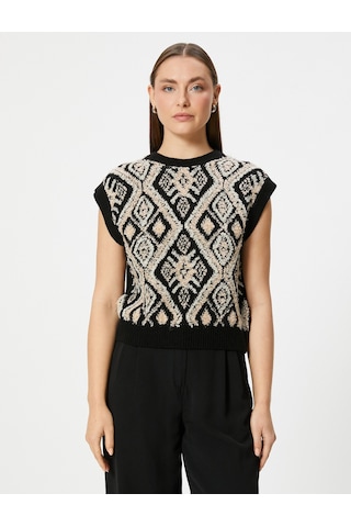 Koton Triko Süveter Etnik Desenli Yumuşak Dokulu Pembe Desenli 5wak20009ht Pembe