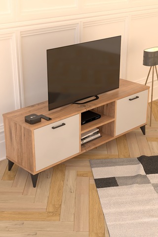 Mosse Tv Sehpası Tv Ünitesi Televizyon Sehpası Çam Beyaz 140 Cm Atlantik Çam - Beyaz