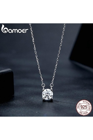 Bamoer D Renk Vvs1 Ex 1ct Mozanit Kolye Kadınlar İçin Düğün 925 Ayar Gümüş Kolye Boyun Zinciri Moda Takı, Seçenekler: 925 Silver