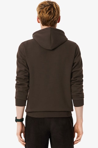 Lacoste Men's Classic Fit Full Zip Hoodie Sweatshirt Erkek Ayarlanabilir Kapüşonlu Organik Pamuk Sweatshirt Kahverengi