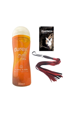 Durex Play 2si1 Arada Ylang Ylang Baştan Çıkartmaya & Kayganlaştırmaya Jel 200 Ml + Kırmızı Püsküllü Deri Kirbaç + Hediye
