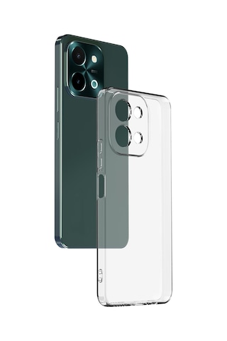 Vivo Y28 Kılıf Mkst Süper Silikon Kapak - Şeffaf Şeffaf