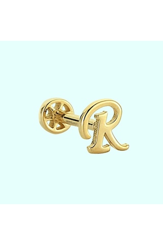 Altın Piercing -R- Harf 14 Ayar Tragus Altın