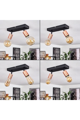 Riolıght Modern2 Siyah1 2xe27 Duylu Mafsallı Hareketli2 Başlık Glop Ampul Hariç Metal Spot Avize Siyah