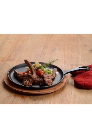 Lava Döküm Ahşap Altlıklı Krep. Pizza. Pankek Tavası 26 CM.