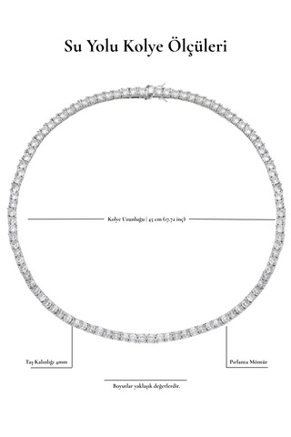 Su Yolu Kolye Döküm Pırlanta Işçiliği Dönme Yapmayan 4mm 45cm 001 - Beyaz