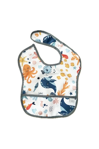 Boyundan Cırtlı, Su Geçirmez Cepli Makinada Yıkanabilir Bebek Mama Önlük