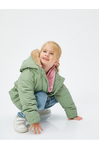 Koton Kapşonlu Kaban Peluş Astarlı Beli Lastikli Cepli Rüzgar Kapaklı Haki 4wmg00003aw Haki