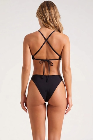 Benerly Kadın Bikini Takımı Bralette Yaka İnce Askılı Örme Kumaş Brazilia Siyah