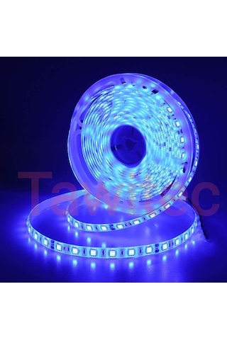 3 Çipli Silikonlu Şerit Led Mavi Renk 12 Volt Dış Mekan 5050