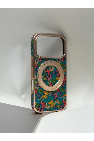 Efcase Apple iPhone Uyumlu 17 Pro Tuval Kılıf - Egzotik Lotus Desenli Sanatsal Koruyucu 1