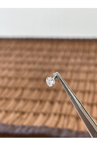 316 L Cerrahi Çelik Kalp Model Zirkon Taşlı Dudak Helix Kıkırdak Tragus Piercingi Gümüş