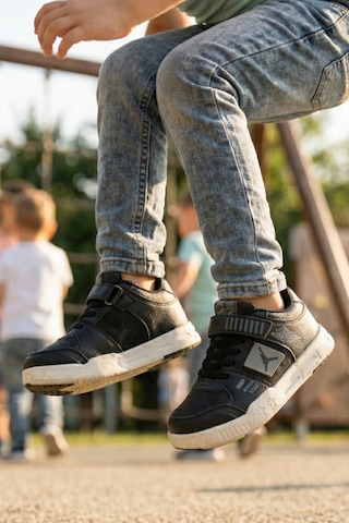 In Step Enjoyi Erkek Çocuk Spor Ayakkabı - Siyah Beyaz - Işıltılı Nakışlı Günlük Ayakkabı Siyah-beyaz