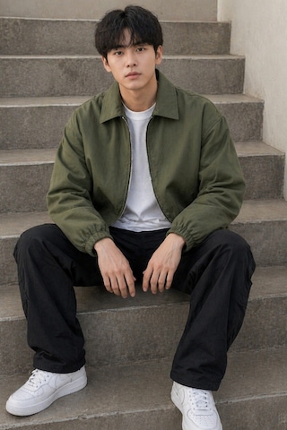 Tarz Cool Erkek Oversize Bomber Ceket Fermuarlı Basic Günlük Şık Mont Haki